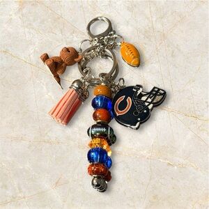 Chicago Bears Beaded Keychain Purse Charm Handmade